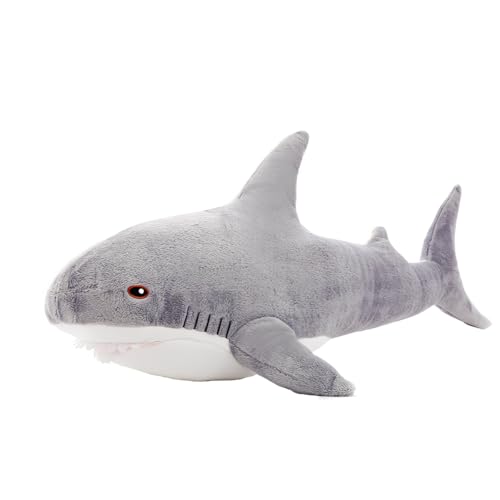 Image of Plush Shark Toy Pillow, 31.4-inch Giant Shark Plush Animal Toy Super Soft and Cute Pillow Children's Boys and Girls Room Decoration Bedtime Gift (80CM,Grey)