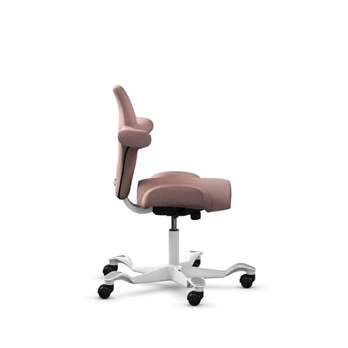 Image of HAG Capisco Standard Chair-White Frame-Upholstered Pink Blush