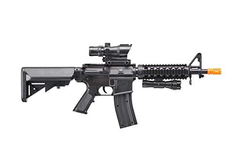 350 Fps Heavy Version M4 Airsoft Abs Plastic Spring Rifle W/Flashlight And Red Dot Sight (Color: Black) #TOP1