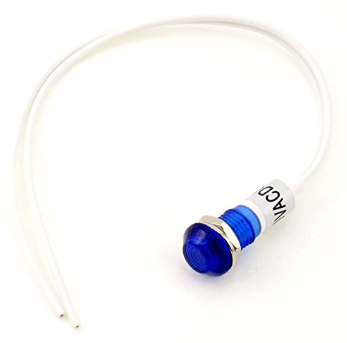 Yuco YC-9WRT-23B-220-10 Mini Indicator Light 9mm Fresnel Dome Cap Wire-Base Ring + Nut AC/DC Pack of 10 (Blue, 220V)