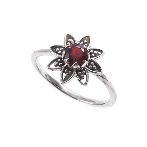 Grenat de qualité fine bague en argent sterling 925 taille 18