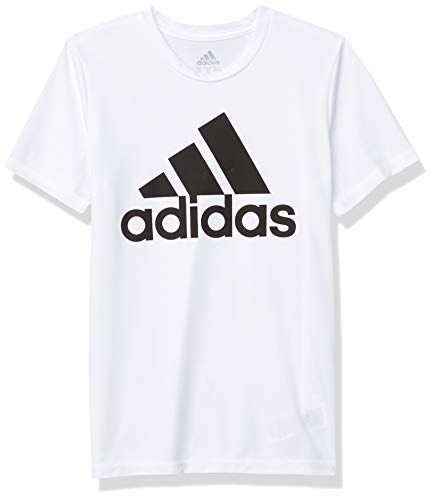 Adidas Boys' Short Sleeve Aeroready Performance Logo Tee T-Shirt, White, Large #TOP17