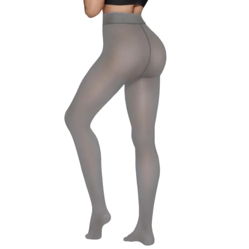 Image of X-CHENG Fleece Lined Tights Sheer Women - Winter Fake Translucent Warm Pantyhose Leggings Sheer Thick Tights for Women