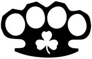 Amazon Irish Brass Knuckles Shamock 4つ葉のクローバー ビニールデカール ステッカー ブラック 車 トラック ワゴン車 Suv ノートパソコン 壁アート 5 5x3インチ Cgs412 ステッカー デカール 車 バイク