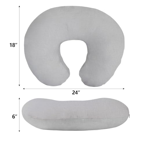 Image of Little Grape Land Muslin Nursing Pillow Covers 2 Pack, 100% Cotton Removable Breastfeeding Pillow Covers, Feeding Pillow Slipcovers for Baby Boys & Girls, (Elephant)