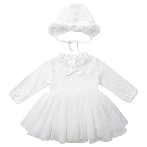 Alvivi Baby Mädchen Kleid Langarm Prinzessin Kleid Spitze Tüll Hochzeit Festlich Kleid Taufkleid Cover