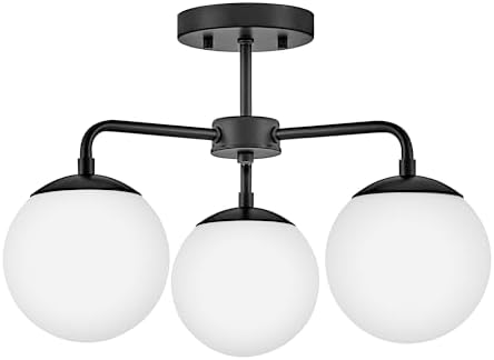 Lark Julep 84203BK Three-Light Semi Flush Mount Ceiling Light, Modern Style, Unique Design, Art Deco Globes, Black