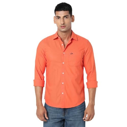Image of Spykar Men's Regular Fit Full Sleeve Cotton Solid Casual Shirts