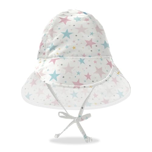 Kid Beach Hats Boys Water Hats Girls UPF 50+ Large Brim Travel Essentials Multicolored Stars