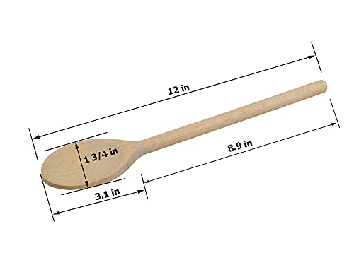 BICB Wooden Cooking Oval Spoons - 8”, 10”, 12”, 14” Long Mixing Set - Solid Beechwood Cookware - Perfect for Stirring, Mixing, Tasting, & Serving Food - Pack of 4, Rustic Brown Color - Image 7