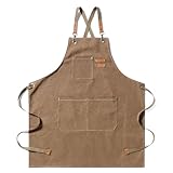 [FREESE] アウトドア エプロン メンズ キャンプ 作業 DIY 職人 シェフ ワークエプロン 前掛け 厚手 綿 キャンバス (ブラウン)
