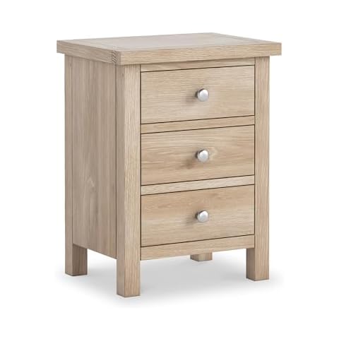 RoselandFurniture Farrow Oak Bedside Table with Drawers Cover