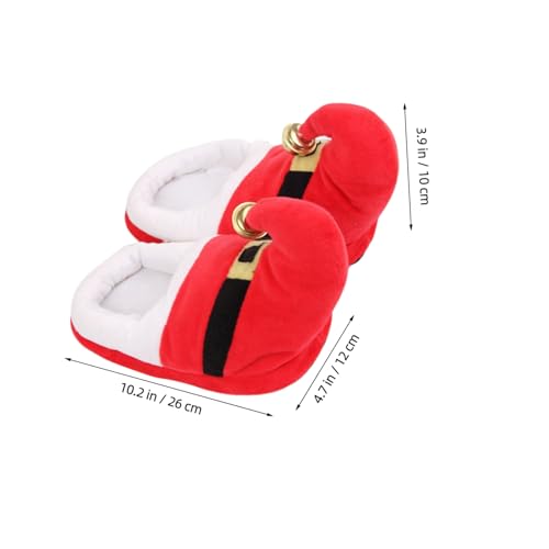 1pair Christmas Plush Warm Slippers for Adults and Boy Girl Non-slip Cozy Footwear for Autumn and Winter Festive Red Design Family2