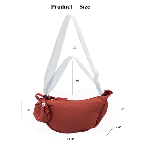 Image of Nylon Crescent Crossbody Bag for Women Purses Trendy Men,Small Travel Sling Bag Hobo