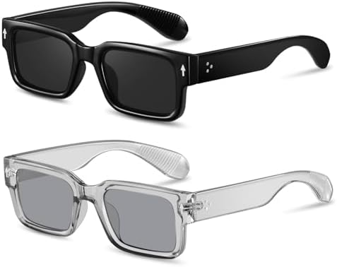 YDAOWKN Square Frame Sunglasses for Women Men Trendy Chunky Rectangle Sun Glasses Black Shades UV400 Protection