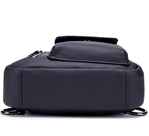 BULLCAPTAIN Mens Leather Crossbody Bag Shoulder Sling Bag Casual Daypacks Chest Bags for Travel Hiking Backpacks - Image 5