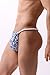 Malowinda Men's Ice Silk Thong Soft Gstring Low Rise Printing Fashion Bikini String Briefs Quick Dry Underwear Large