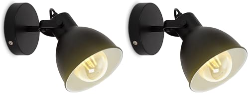 Applique murale rétro au design pivotant et orientable en métal noir et blanc Lot de 2