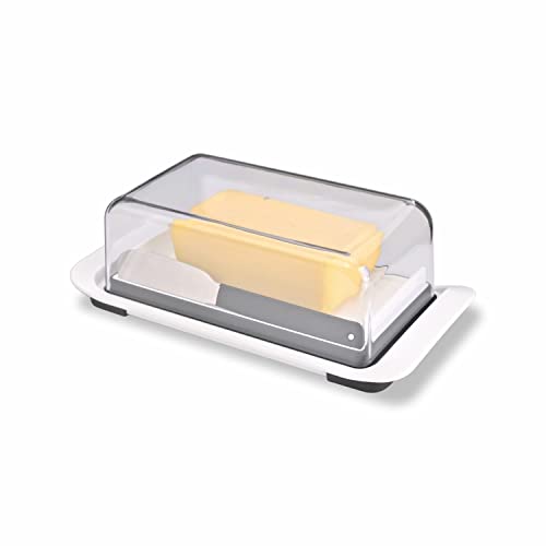 Kitchendao Beurrier avec couvercle et couteau, bien scellé pour garder le beurre frais, facile à ramasser, facile à racler Cover