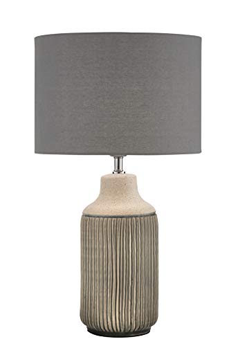 Village At Home Brandon Ribbed Ceramic Table Lamp, Natural/Grey