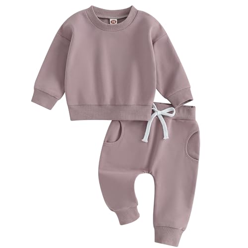 Image of Tiaham Baby Boy Clothes Girl Outfits Fashion Sweatshirt Sweat Pant Kids Toddler Tops Pant Sets
