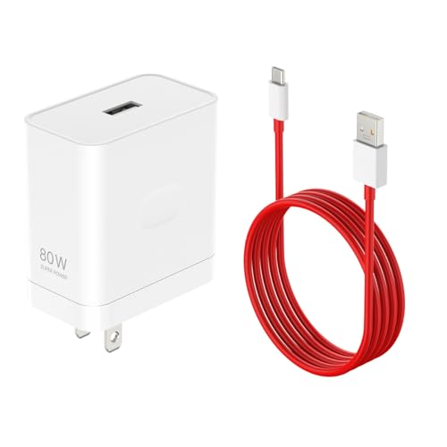 Compatible for Oneplus 15 15R 13 12 12R 11 10 Pro Charger 80W 65W Super Wall Block for One Plus 9 Pro 10T 13R 10R 8T 8 7T 7 9R Pad Open Nord 3 4 CE N20 N10 N30 Fast Charging 6.6ft Cable