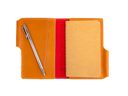 OleksynPrannyk Leather Journal Wallet with small Notebook and Pen Holder, Travel Journal Pocket Wallet for Notes (Natural)