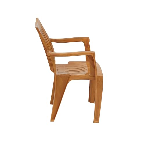 Image of Nilkamal CHR2209 Plastic Mid Back Chair |Set of 4|Stackable Chair|for Home, Dining Room, Bedroom, Kitchen, Living Room, Office, Outdoor, Garden |Pear Wood