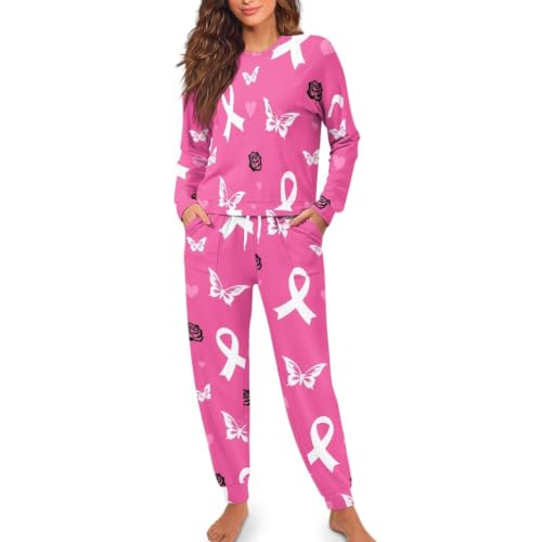 Image of Women's Pajamas Set Soft 2 Piece Loungewear Long Sleeve Pj Set Matching Sleepwear with Pockets for Women Plus Size