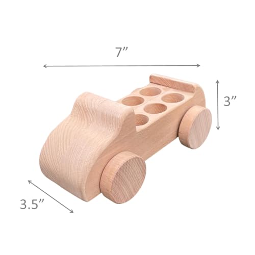 Image of My Felt Story Wooden Peg Doll Car | 6 Seat Passenger Play Vehicle Gift for Toddlers | Montessori Preschool Natural Wood Toy