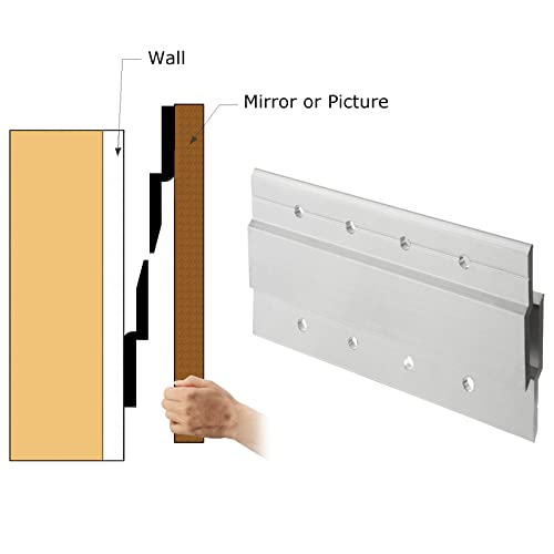 Image of 4 Pairs French Cleat Picture Hanger, 6 Inch Heavy Duty Aluminum Z Clips Mirror Hanging Hardware, Interlocking Wall Mounting Bracket Hardware for Hanging Painting, Mirrors, Panels, Artwork, Whiteboard