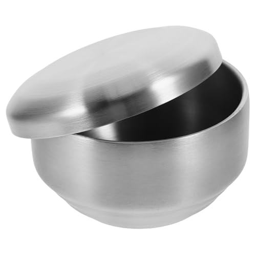 TOVINANNA Stainless Steel Shaving Bowl with Lid for Men Ergonomic Design for Easy Handling Durable Foaming Bowl for Shaving Cream Elegant Bathroom Accessory for Household Use