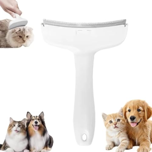 Pet Comb Pro, spazzola per la toelettatura di cani e gatti, pettini per la perdita di con denti stretti a V, spazzola per la toelettatura per cani e gatti (Bianco,S)
