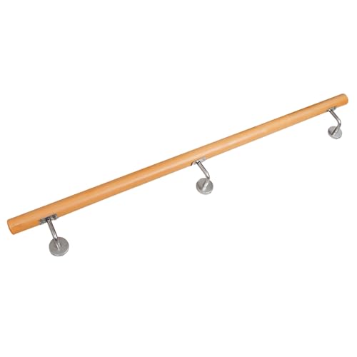 Buche Holz Handlauf Treppengeländer Geländer für Treppe Treppe Wandhandlauf Wand Treppe seitliche Montage Auswahl Länge 80-230 cm V2Aox, Länge:180 cm