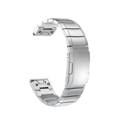 20mm 22mm 26mm�X�e�����X�|�x���g�ɓK������Garmin Fenix 8 7x 6x 5x�}����t��(Silver,20mm)