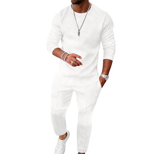 UOUA Men's 2 Piece Sweat Suits Set Long Sleeve Sweatshirt Jogging Sweatpants Tracksuits Outfits