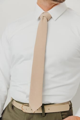 Image of DAZI Men's Skinny Tie, Cotton Wool Linen Necktie, Great for Weddings, Groom, Groomsmen, Missions, Dances, Gifts.