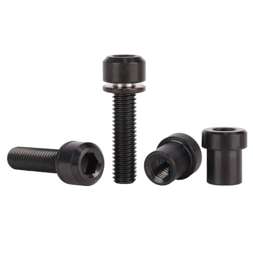 Image of Titanium Bolt M5x16 18 20mm with Washer Steerer Clamp Nut for Bicycle Stem Front Forking Lock Pack of 2 (Black, M5x20mm)