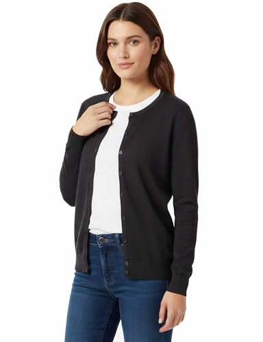 Image of Allsense Women's Long-Sleeve Crewneck Cardigan | Classic Button Down Sweater, Soft Fine Knit, Lightweight