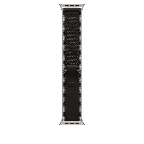 Apple Watch Band - Trail Loop - 49mm - Black/Charcoal - M/L - Natural Titanium Finish