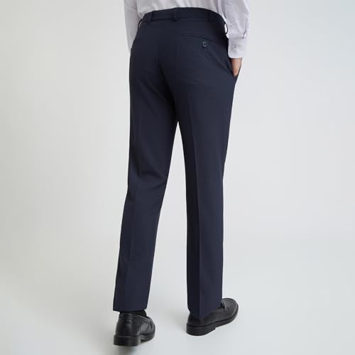 Image of Park Avenue Men's Regular Fit Mid Rise Checks Pattern Poly Viscose Blend Flat Front Formal Trouser