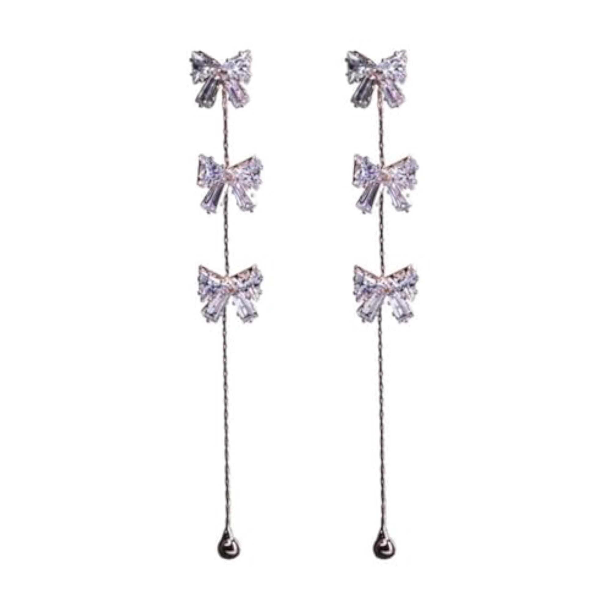 Women's Silver Bow Dangle Earrings