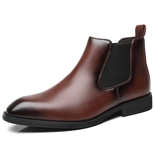 Image of SANNAX Men's Chelsea Boots Classic Business Leather Shoes Casual Dress Ankle Boot