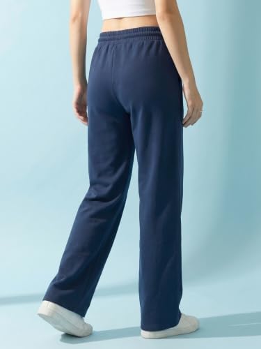 Image of BLINKIN Women's Wide Leg Track Pants | High Waist Cotton Lowers with Side Pockets | Full Length Activewear for Gym, Yoga, Workout & Dance (trk-519)