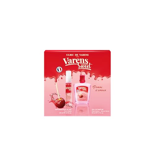ULRIC DE VARENS - Coffret Parfum Varens Sweet Pomme D'Amour - Eau De Parfum Femme 50 ml + Vaporisateur de Sac 20 ml - Gourmand Fruité Pomme - Made in France