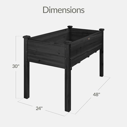 Image of Best Choice Products 48x24x30in Raised Garden Bed, Elevated Wood Planter Box Stand for Backyard, Patio, Balcony w /Bed Liner, 200lb Capacity - Black