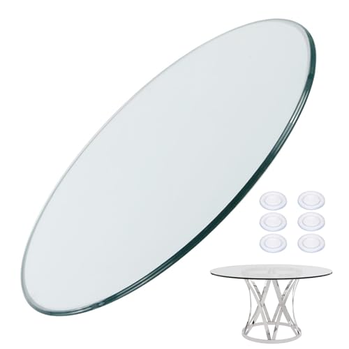V3VOGUE Tablero De Cristal Ø38cm-100cm Vidrio Templado Redondo, Cubierta Protector De Mesa De Vidrio Transparente, Resistencia Al Impacto, para Mesas De Comedor, Café, Jardín(38cm)