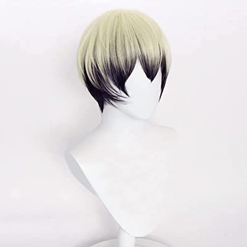 Naoya Zenin Cosplay Wig Costume Wig Anime Jujutsu Yellow Black Short Hair with Wig Cap Coser Wig