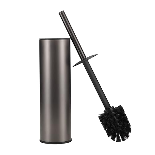 Image of Toilet Brush and Holder Set Premium Material Toilet Bowl Cleaner Free Standing Toilet Bowl Brush and Holder 1pack Gun Grey