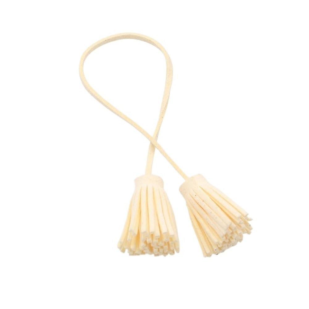 Handmade Tassel 2pcs Double Leather Tassels, Strip Cord with Tassel, Fringe Suede for Key Chains Pendant for DIY Craft(Beige)